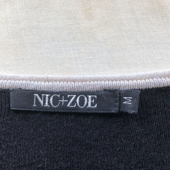 NIC + ZOE Black With Piping Scoop Neck Long Sleeve top/sweater  - Medium - Picture 5 of 6